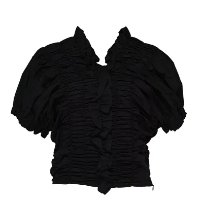 Lee Mathews Frida Ruched Top In Black