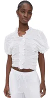 Lee Mathews Frida Ruched Top Natural In Natural