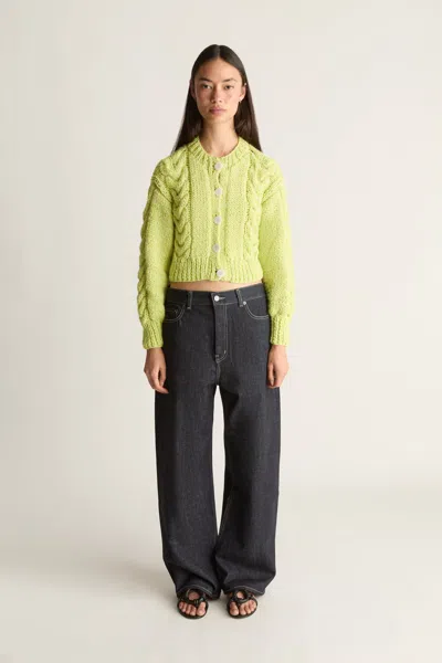 Lee Mathews Frisson Hand Knit Cardigan In Lemon