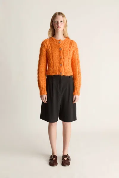 Lee Mathews Frisson Hand Knit Cardigan In Orange