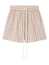Lee Mathews Gingham Drawstring Short Shorts In Pink