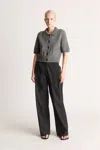 Lee Mathews Greta Cropped Ss Cardigan In Charcoal