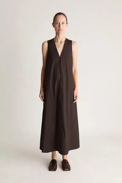 Lee Mathews Hallie V Neck Dress In Brown