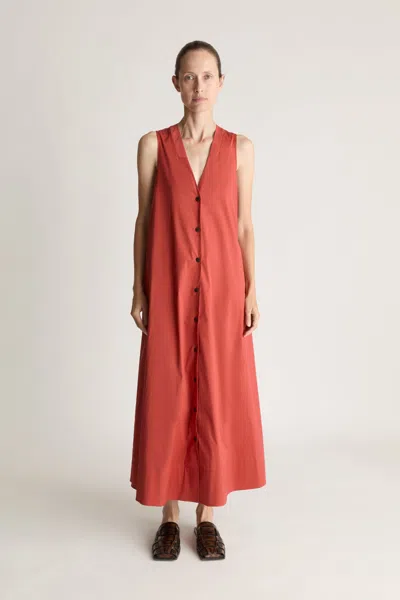 Lee Mathews Hallie V Neck Dress In Red