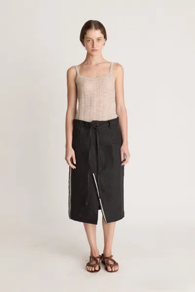 Lee Mathews Haruto Linen Skirt In Black