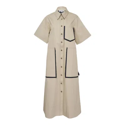 Lee Mathews Henry Shirt Dress In Neutral