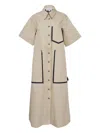Lee Mathews Henry Shirt Midi Dress In Neutral