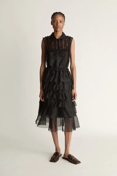 Lee Mathews Innes Organza Ruffle Skirt In Black