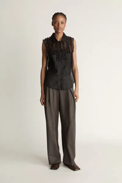 Lee Mathews Innes Organza Ruffle Top In Black