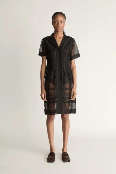 Lee Mathews Innes Organza Shirt Dress In Black