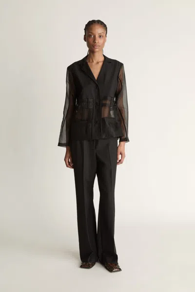 Lee Mathews Innes Organza Spliced Shirt In Black