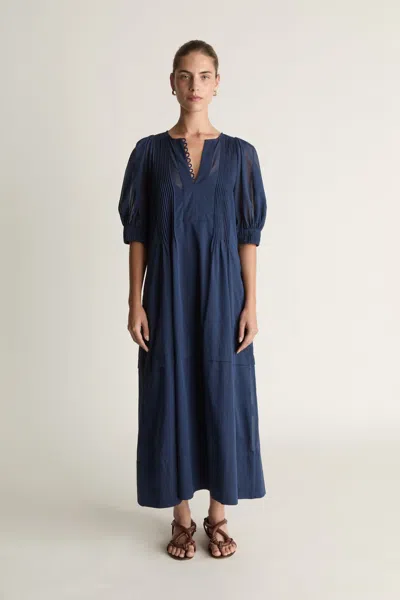 Lee Mathews Iris Ss Dress In Blue