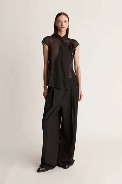 Lee Mathews Iris Wrap Top In Black