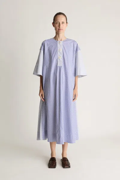 Lee Mathews Ivy Stripe Shirt Dress In Blue