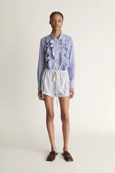 Lee Mathews Ivy Stripe Short In Blue