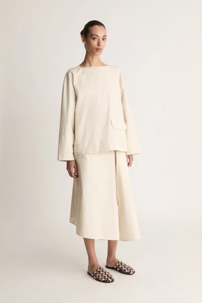 Lee Mathews Jack Boat Neck Top In Bone