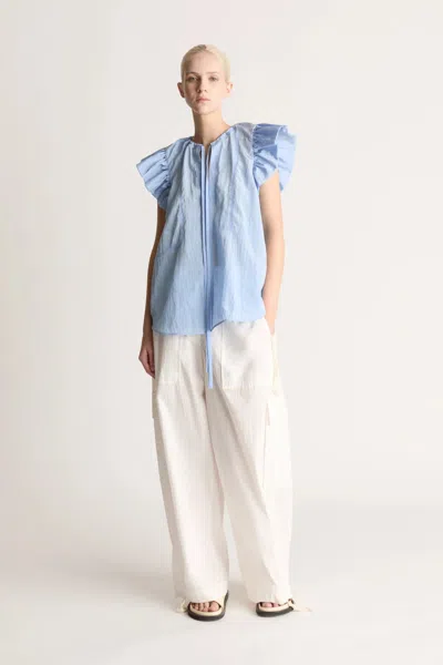 Lee Mathews Kiki Short Sleeve Blouse In Blue