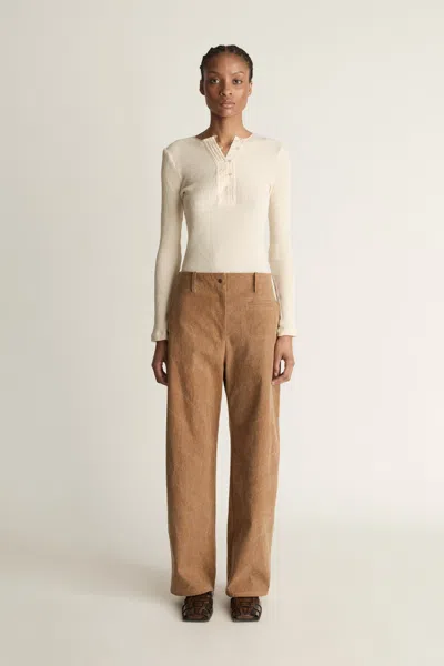 Lee Mathews Lenny Canvas Pant In Brown