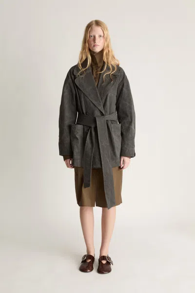 Lee Mathews Lenny Canvas Pea Coat In Charcoal