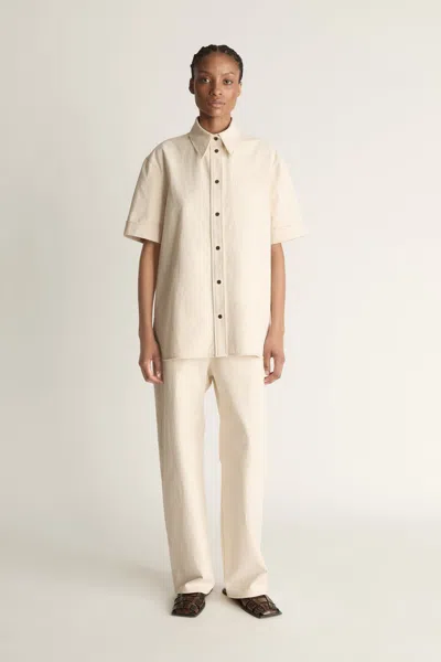 Lee Mathews Lenny Canvas Ss Shirt In Brown