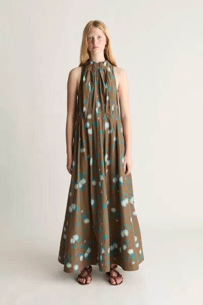 Lee Mathews Lettie Silk Maxi Dress In Khaki