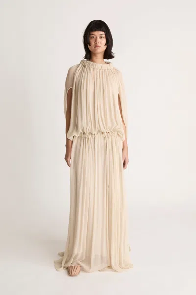 Lee Mathews Liana Drape Dress In Nude