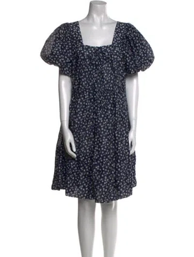 Pre-owned Lee Mathews Linen Knee-length Dress In Blue