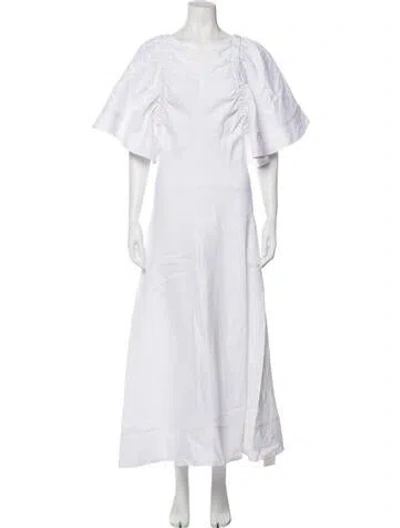 Pre-owned Lee Mathews Linen Long Dress In Gray