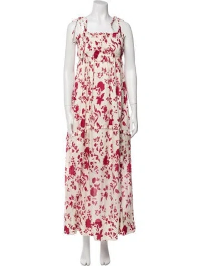 Pre-owned Lee Mathews Linen Long Dress In Multi