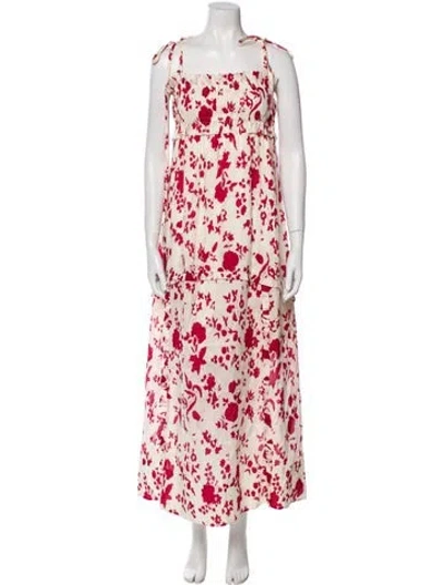 Pre-owned Lee Mathews Linen Long Dress In Multi