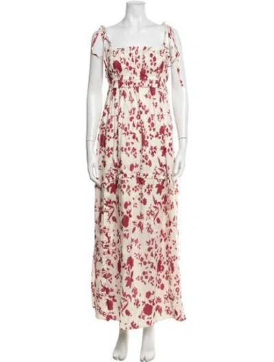 Pre-owned Lee Mathews Linen Long Dress In Multi