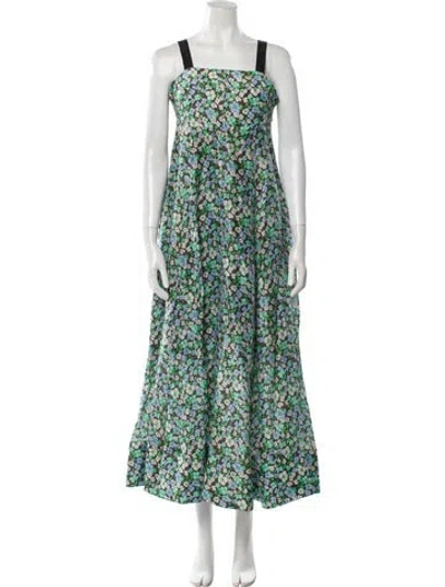 Pre-owned Lee Mathews Linen Midi Length Dress In Brown