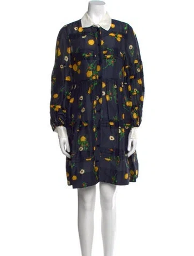 Pre-owned Lee Mathews Linen Mini Dress In Blue