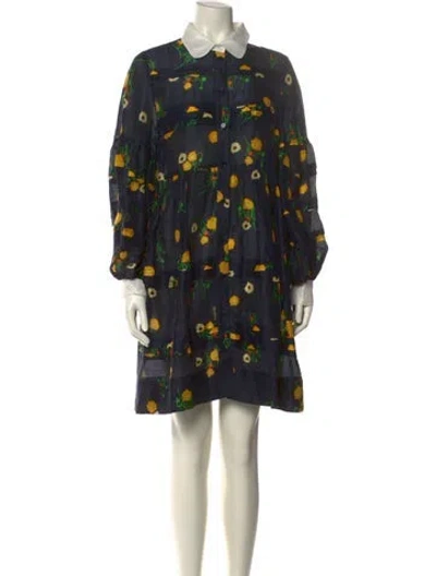 Pre-owned Lee Mathews Linen Mini Dress In Multi