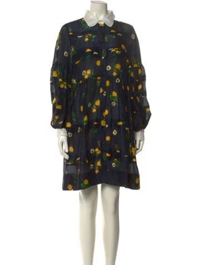 Pre-owned Lee Mathews Linen Mini Dress In Multi