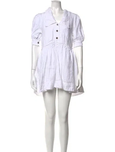 Pre-owned Lee Mathews Linen Mini Dress In Neutrals