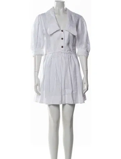 Pre-owned Lee Mathews Linen Mini Dress In White