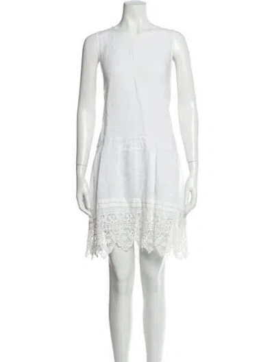 Pre-owned Lee Mathews Linen Mini Dress In White