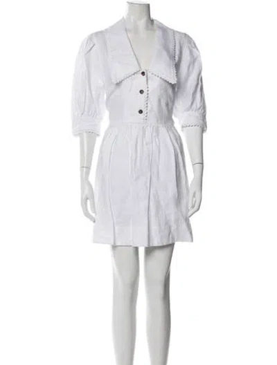 Pre-owned Lee Mathews Linen Mini Dress In White