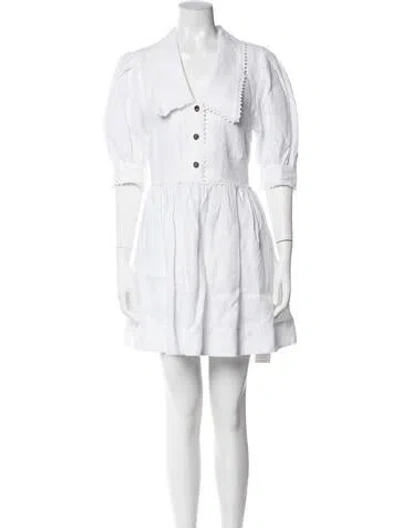 Pre-owned Lee Mathews Linen Mini Dress In White