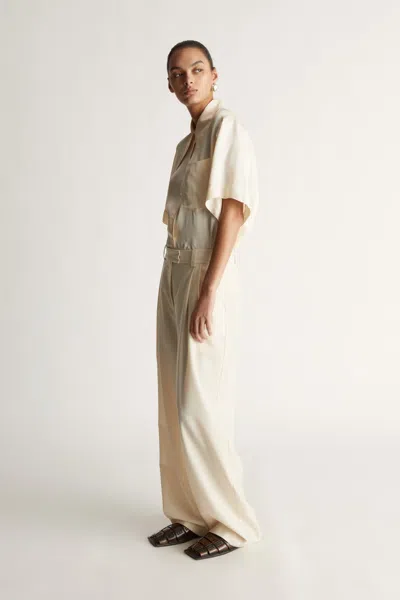 Lee Mathews Lloyd Pleat Pant In Chalk