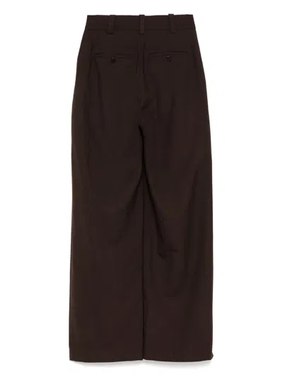 Lee Mathews Lloyd Pleat Pants In Brown