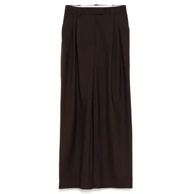 Lee Mathews Lloyd Pleat Pants In Brown