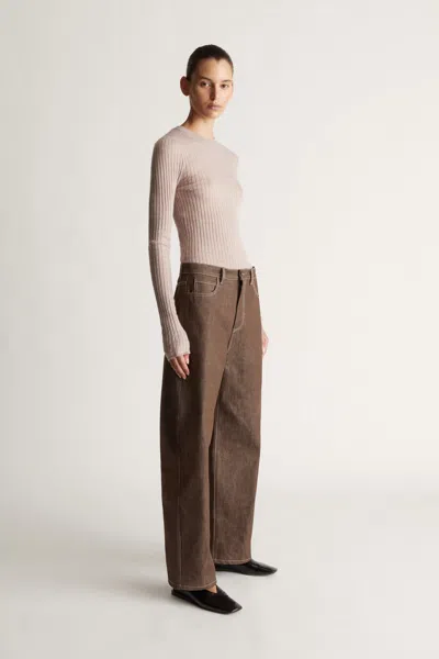Lee Mathews Lm Denim Cropped Jean In Chocolate