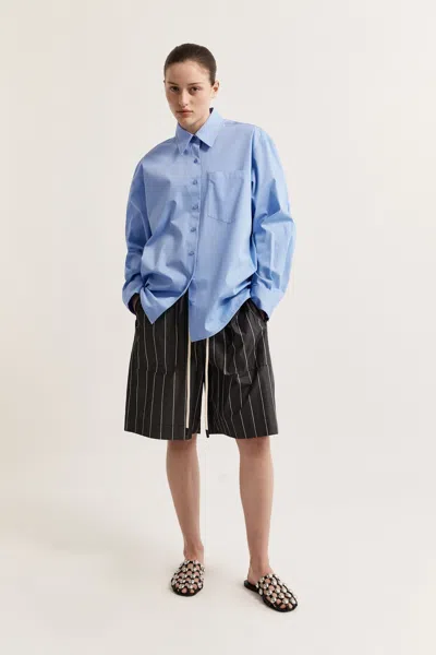 Lee Mathews Lm Embroidered Shirt In Cornflower