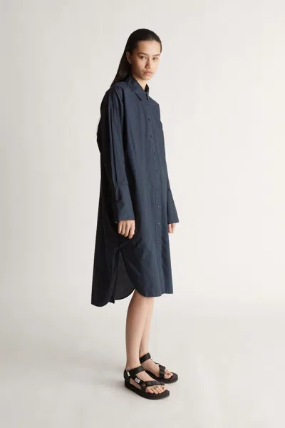 Lee Mathews Lm Poplin Ls Shirt Dress In Navy