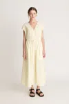 Lee Mathews Lm Poplin V Neck Dress In Yellow