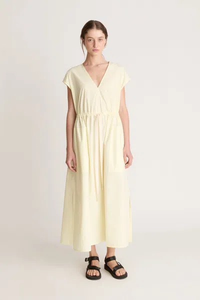 Lee Mathews Lm Poplin V Neck Dress In Yellow