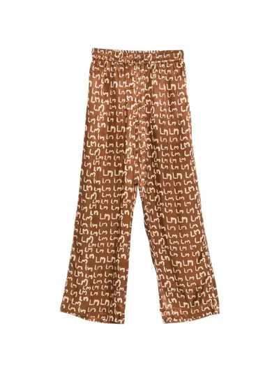 Lee Mathews Logo-pattern Trousers In Brown