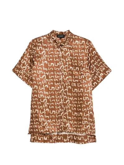 Lee Mathews Logo-print Short-sleeve Shirt In Brown
